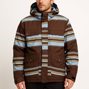 Foursquare snowboard shell jacket performance waterproof stripe Small